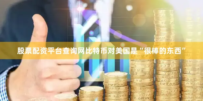 股票配资平台查询网比特币对美国是“很棒的东西”