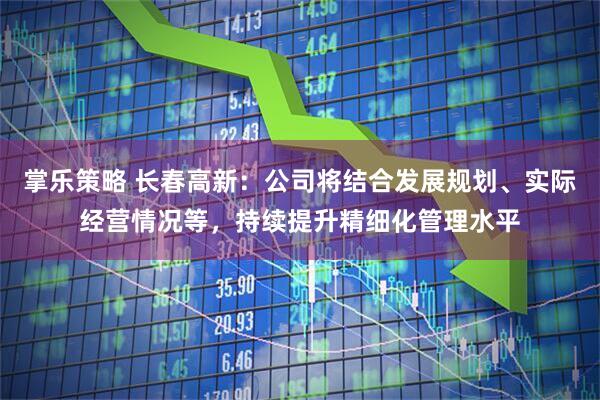 掌乐策略 长春高新：公司将结合发展规划、实际经营情况等，持续提升精细化管理水平